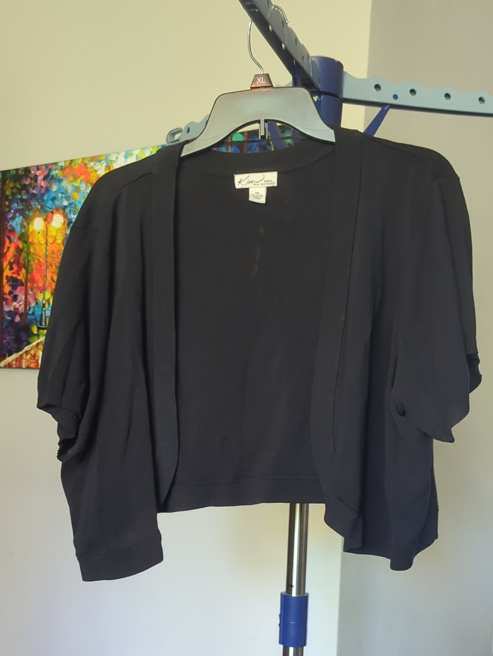 Kim Rogers Black Open-Front Cropped Cardigan #1